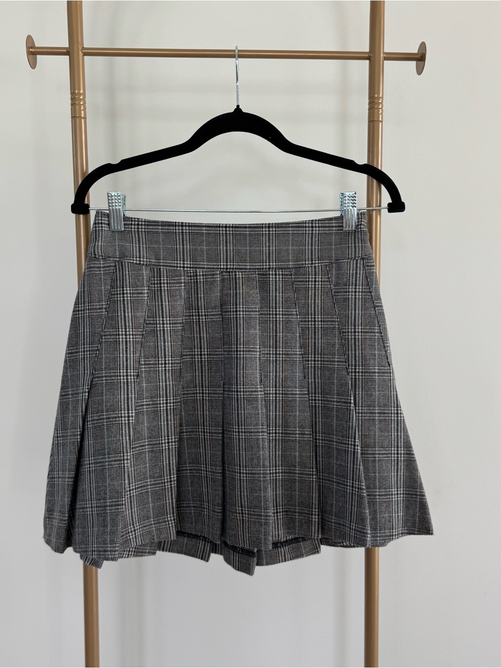 Abercrombie & Fitch Gray Plaid A-Line Skirt